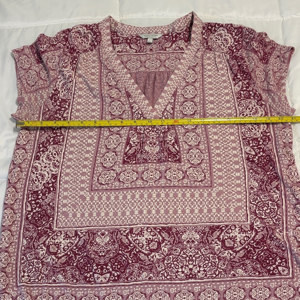 Lucky Brand Maroon and Light Pink Blouse - Picture 4 of 5